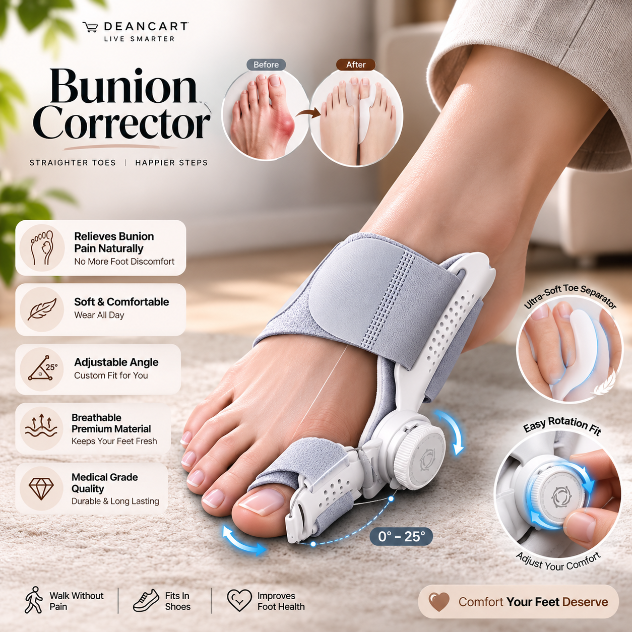 Pain Relief Bunion Toe Corrector - (IMPORTED W/O KNOB)