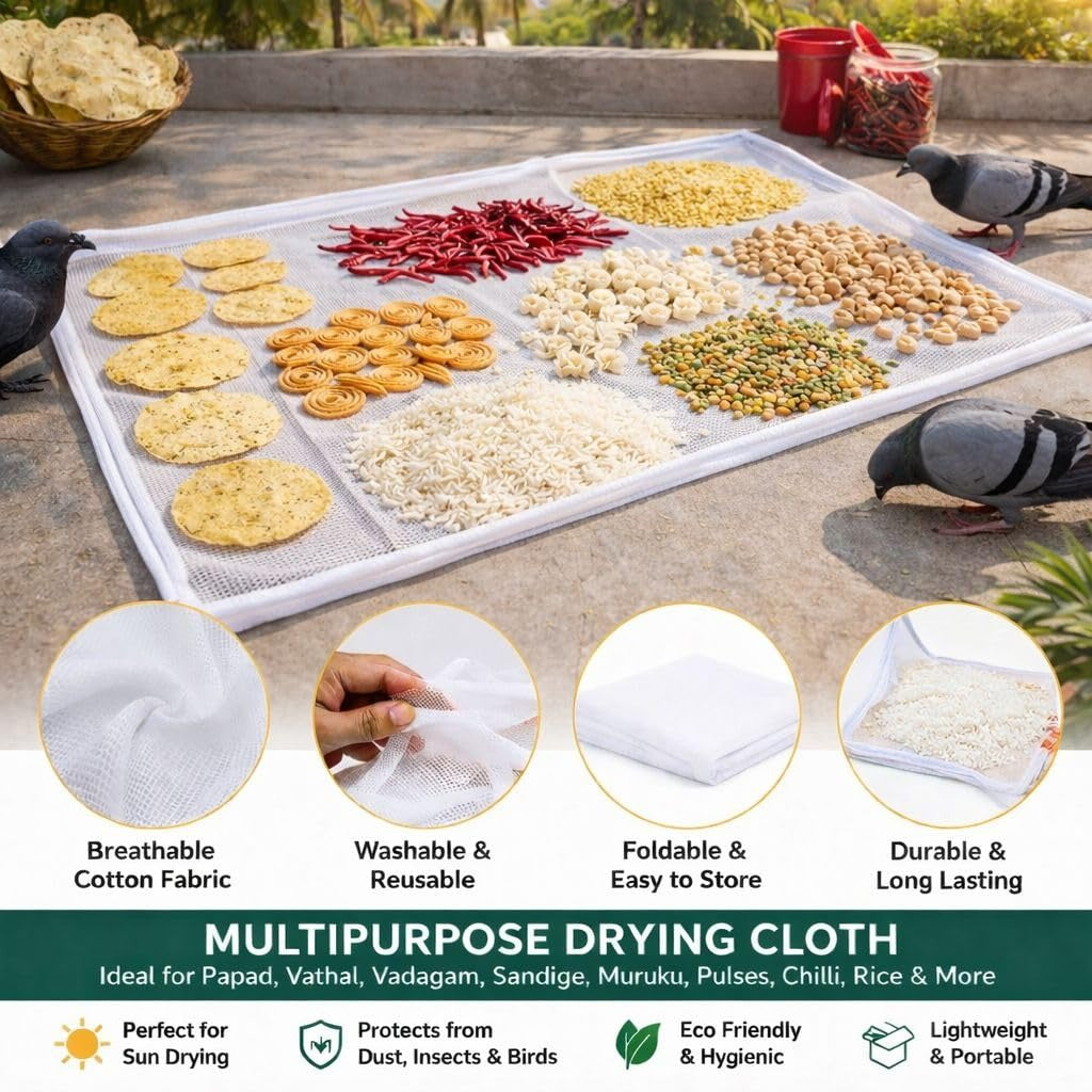 Universal Hygienic Sun Drying Mat for Masala, Haldi, Rice and more